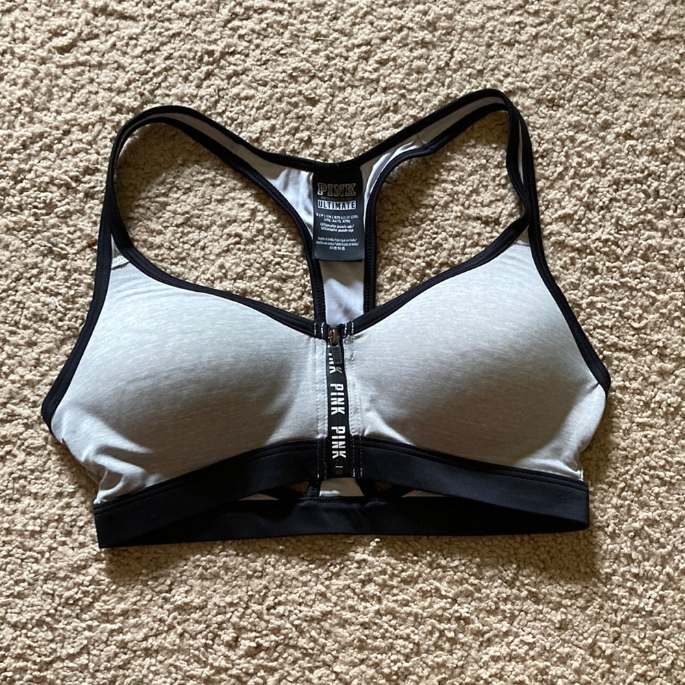 PINK push up sports bra with zipper